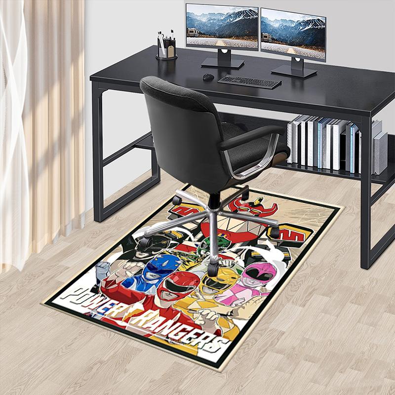 1pc Power Rangers Office Chair Mat - Anime Cartoon Design, Non-Slip Carpet for Home Decor, Suitable for All Seasons, Ideal Gift for Fans.T083