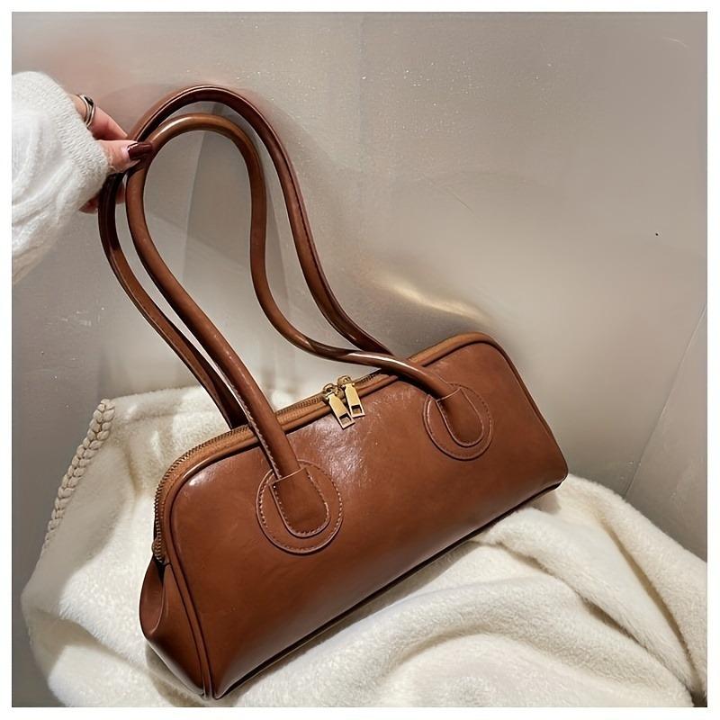 New Style Fashionable And Versatile Vintage Chic Solid Color High-End Underarm Trendy Baguette Shoulder Bag With Adjustable Strap And Magnetic