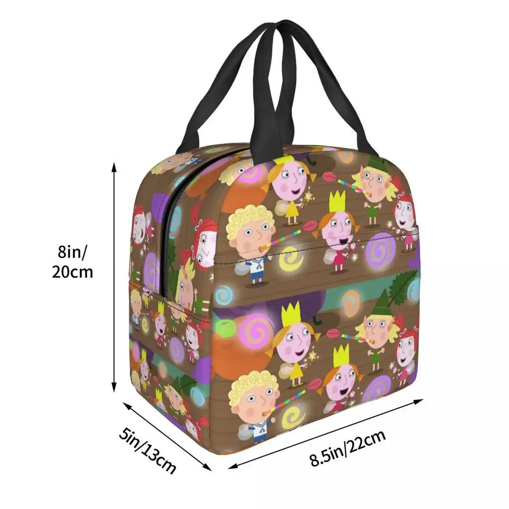 Ben und Holly Cartoon Isolierte Lunchtasche für Damen Kinder Tragbar Lebensmittelboxen Thermische Lunchbox Tragetasche