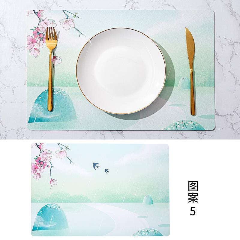 Nordic Style Leather Western Dining Mat Square Thermal Insulation Mat Waterproof Table Mat Plate Mat Coaster Placemat Thermal Insulation Waterproof