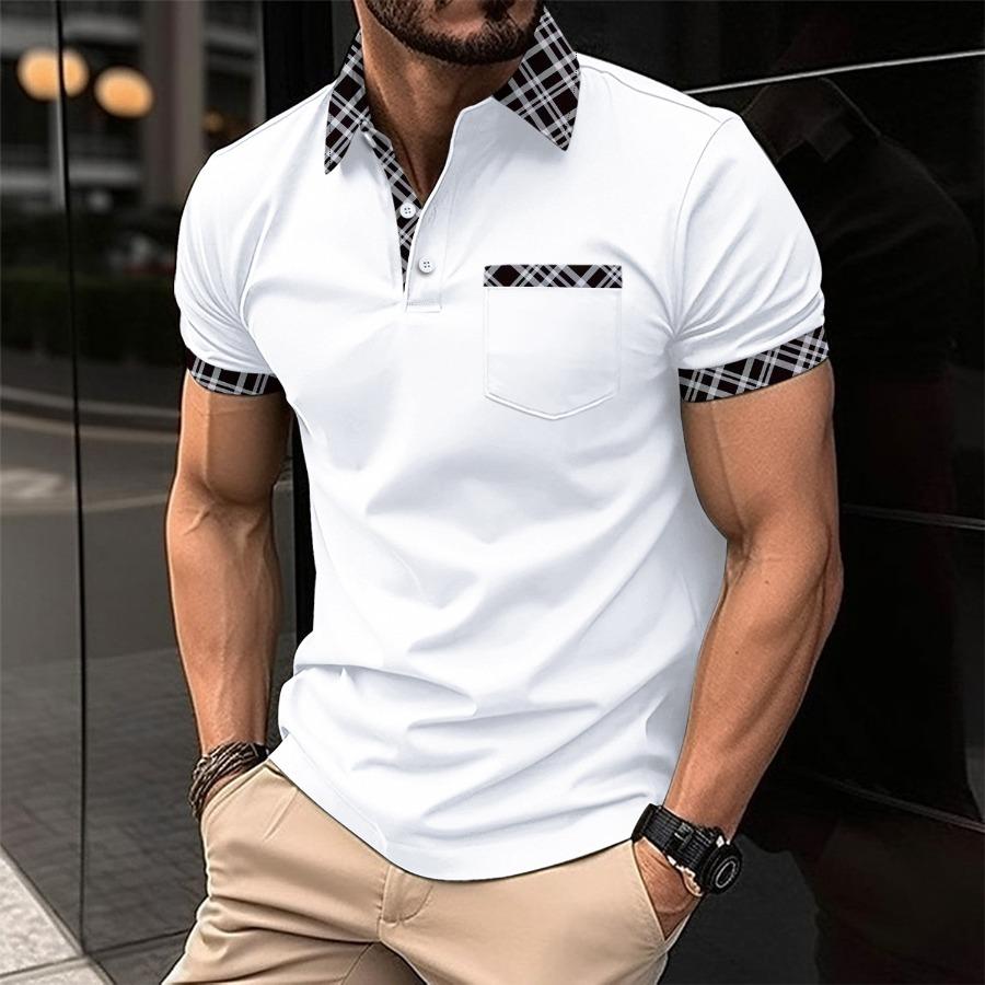 Men's Plus Size Summer Tops Casual T Shirt Man Pocket Lapel Short Sleeve POLO Shirt