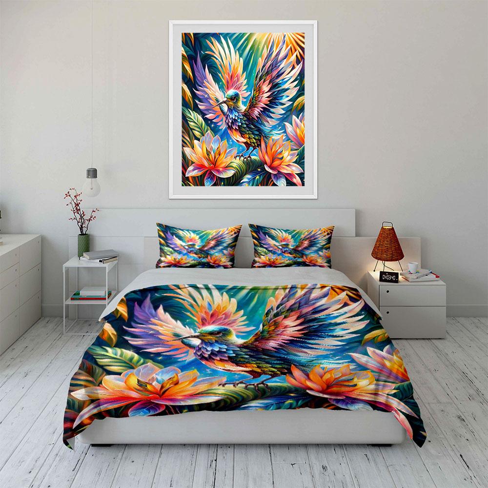 "Radiant feathered paradise blooms." Bedding sets Duvet covers Pillowcases(1* Duvet Cover 2* Pillowcases without duvet insert)