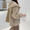 Hooded Lambskin Jacket for Women Winter Loose Lazy Thick Top for Women Jackets & Coats Women’s