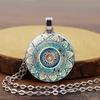 Set Cabochon Mandala Necklace Women Pendant Earrings Glass Bracelet Gift
