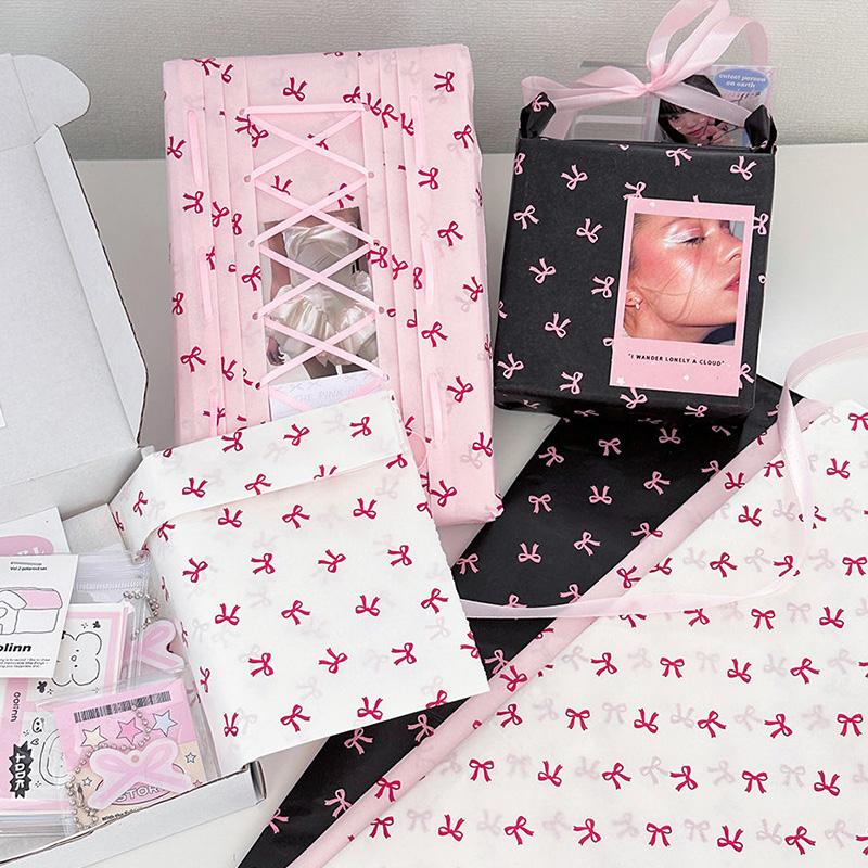 10Pcs Pink Bowknot Sydney Paper Hand-Kneaded Paper Cotton Paper Bouquet Flower Wrapping Paper Small Present Packaging Paper