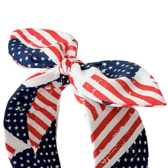 Women Headband USA Flag Independence Day Theme Three-Dimensional Rabbit Ear Bow Shape Headband Sponge Filling Non-Slip Hair Hoop