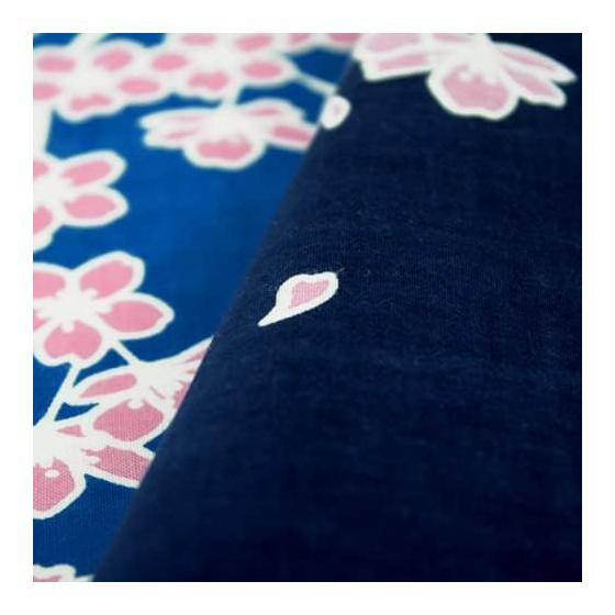 Somenbo Tenugui "Haru no Yoi" Navy, Hand-dyed, 100% Cotton, Tokuoka, Made in Japan, 35cm x 100cm, Cherry Blossoms, Night, Cat, Mt. Fuji, Interior,