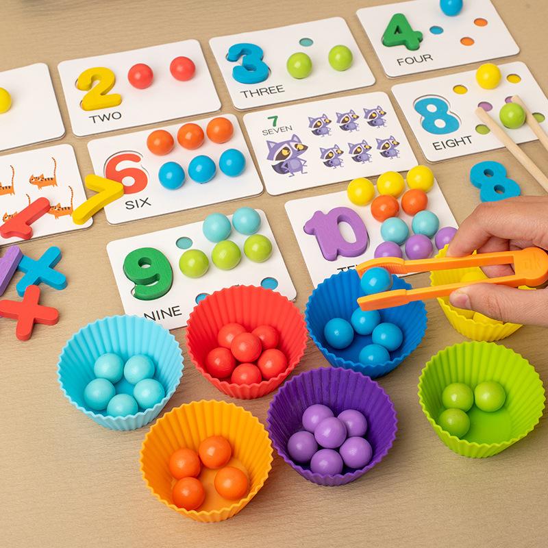 Deti Rané vzdelávanie Vzdelávacie Montessori Triedenie farieb Drevené hračky Ruky Tréning mozgu Klip korálky Matematická hračka Hra pre deti