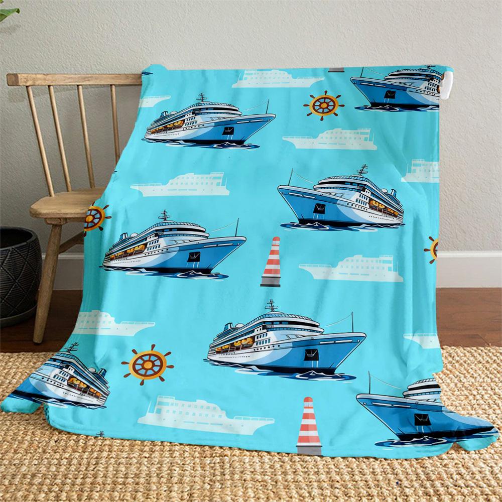 Cruise Ship Nautical Outdoor Flannel Blankets, Outdoor Travel, Home Blankets, Fan Gifts,Suitable for All Seasons, Christmas Gifts. R1127014