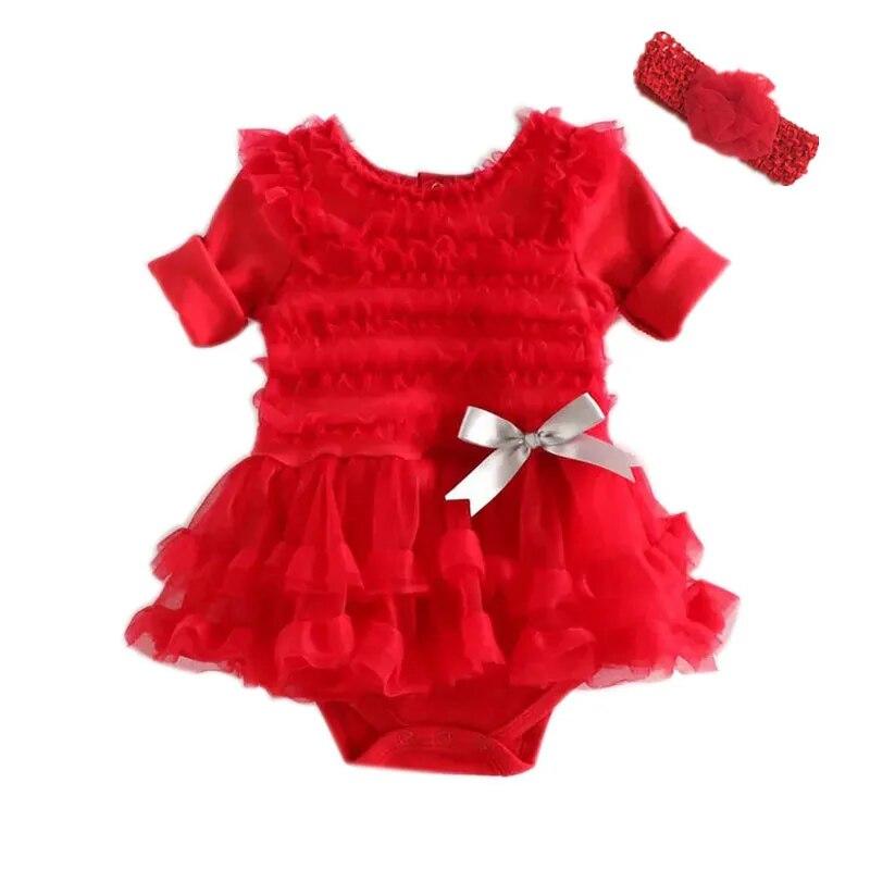 Long Sleeve Baby Girls Dress Ruffles Ball Gown Lace Dresses Headband Princess Kids Girl Clothes