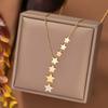 316L Stainless Steel Fashion Fine  Zircon Many Gradient Size Stars Tassel Charm Chain Choker Necklaces Pendants For Women
