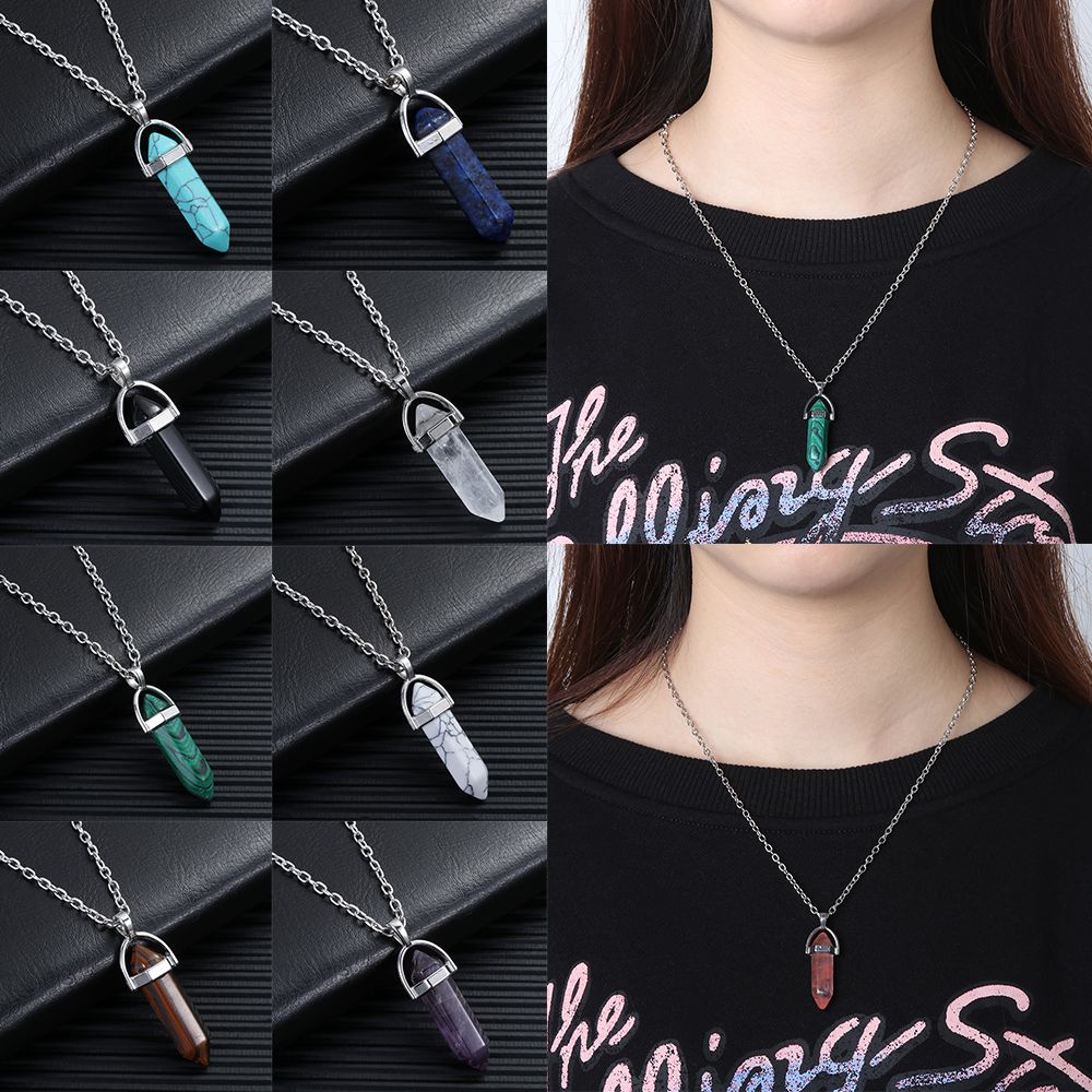 Hexagonal Point Pendulum Quartz Chain Natural Crystal Necklace Jewelry Accessories Stone Pendant