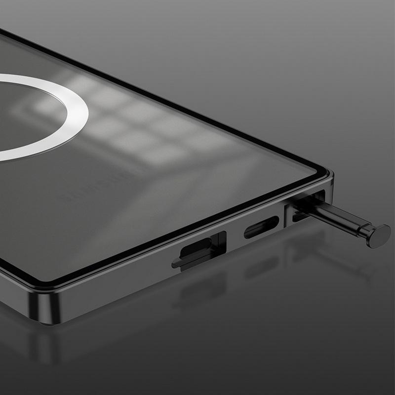 For Samsung S25 S24 Ultra S23 Magnetic Phone Case Shockproof Aluminum Frame Frosted Hybrid Cover