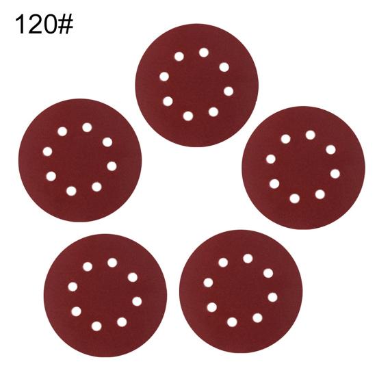 DYS TOOL SHOP 5 Stück 40-240 Körnung 125 mm rundes Polierschleifpapier 8 Löcher Schleifscheibenblätter