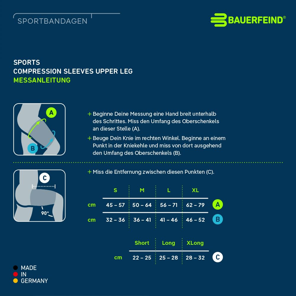 BAUERFEIND SPORTS COMPRESSION SLEEVES UPPER LEG Compression Sleeves Upper Sports Leg Sleeves for Made In Compression Reduces Muscle Vibration and