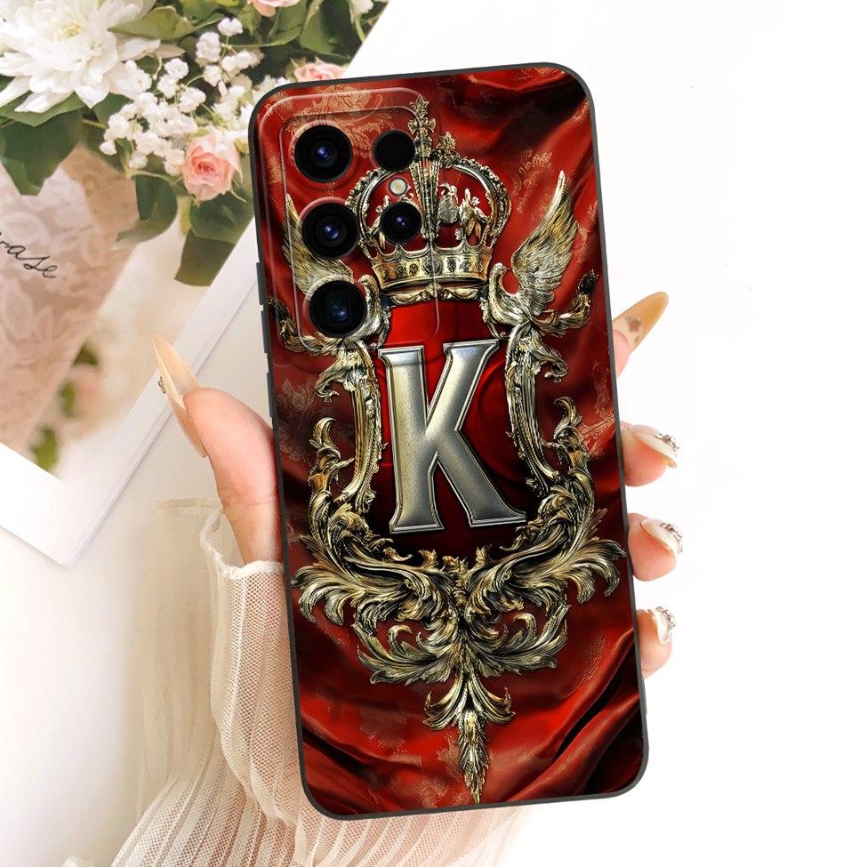 Case For Samsung S25 Ultra Cover Luxury A-Z Letters Crown 2D Painted Silicone Funda For Samsung Galaxy S25 Ultra Casing SM-S938B
