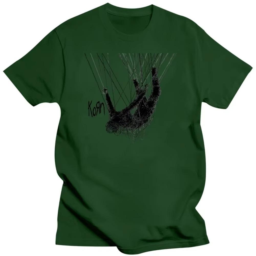 American Singer Korn Print Graphic T-shirt Summer Short Sleeve Tees Tops Streetwear Casual Pure Cotton T Shirts Men's