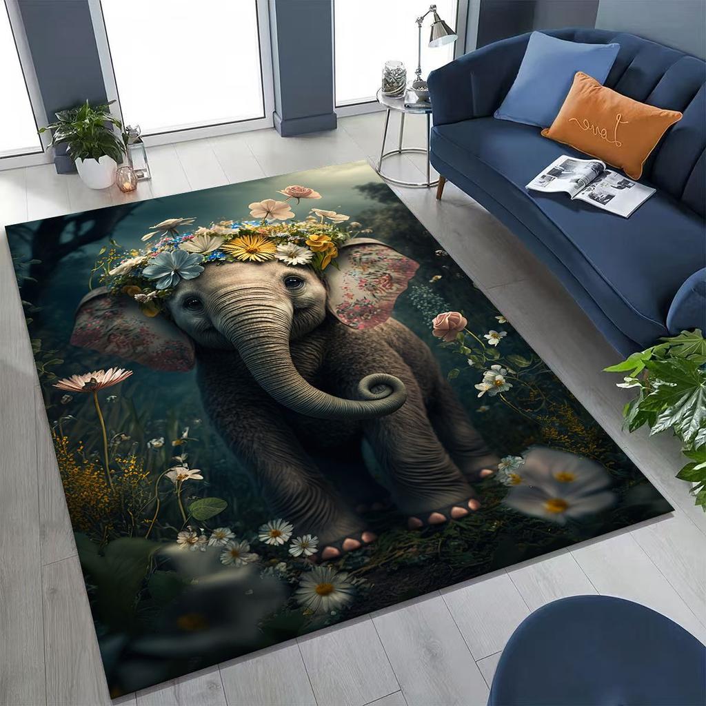 27 Stil Visdom Elefant Tecknad Matta för Sovrum Vardagsrum Soffa Hem Dörrmatta Dekor, Stor Lekmatta för Barn Halkfri Golvmatta Gåva