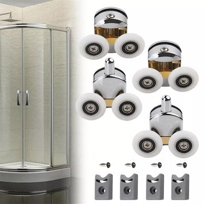 4 Pcs Shower Screen Door Rollers Zinc Alloy Runners Wheels Twin Top Replacement Shower Wheel Runner Pulleys For 12-14Mm Glass