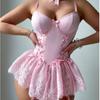 European & American Sexy Lace Bodysuit: Eyelash Mesh Nightgown Lingerie