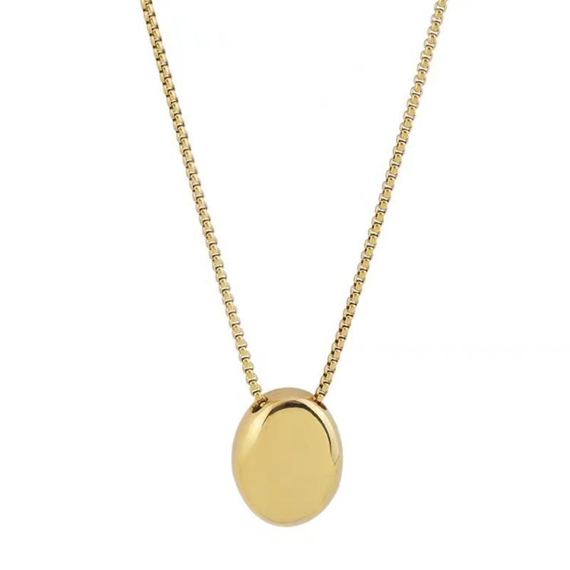 European and American Fashion Oval Pendant Stainless Steel Long Necklace For Women's Sweater Chain Colorless Jewelry Accessories KTJ