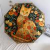 Cat and Flower Pattern, Automatic Folding Umbrella, Portable and Foldable Design, 8 Ribs, a Christmas or Birthday Gift.