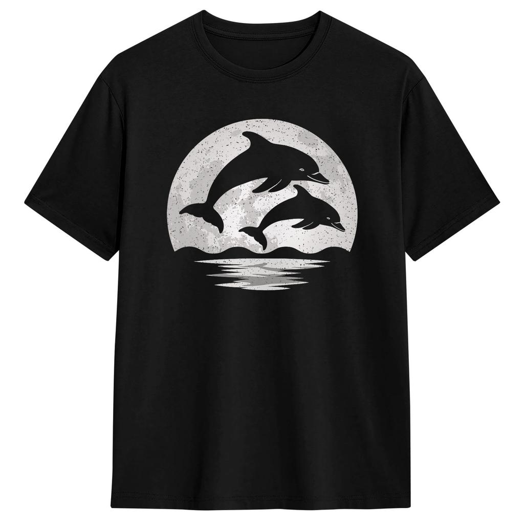 Streetwear Tshirt Cute Dolphin Floral Cotton Tshirts Hip Hop Tee Shirt For Unisex Summer Aesthetic Custom Logo Short Sleeve Tops