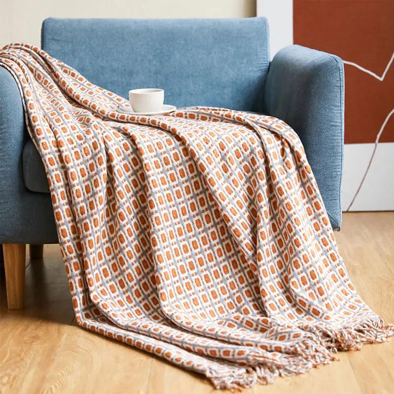 Nordic Knit Plaid Blanket Super Soft Bohemia Blanket For Bed Sofa Cover Bedspread Plaid On The Sofa Decor Blankets With Tassel