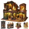 Spilay Kendin Yap Ahşap Minyatür Bebek Evi Kiti, Ölçekli Mini Toz Korumalı Kapaklı, Sevgiliye Yaratıcı Hediye, Kitap ES017 Mobilya, 124 Ev ve LED, Kadınlar,