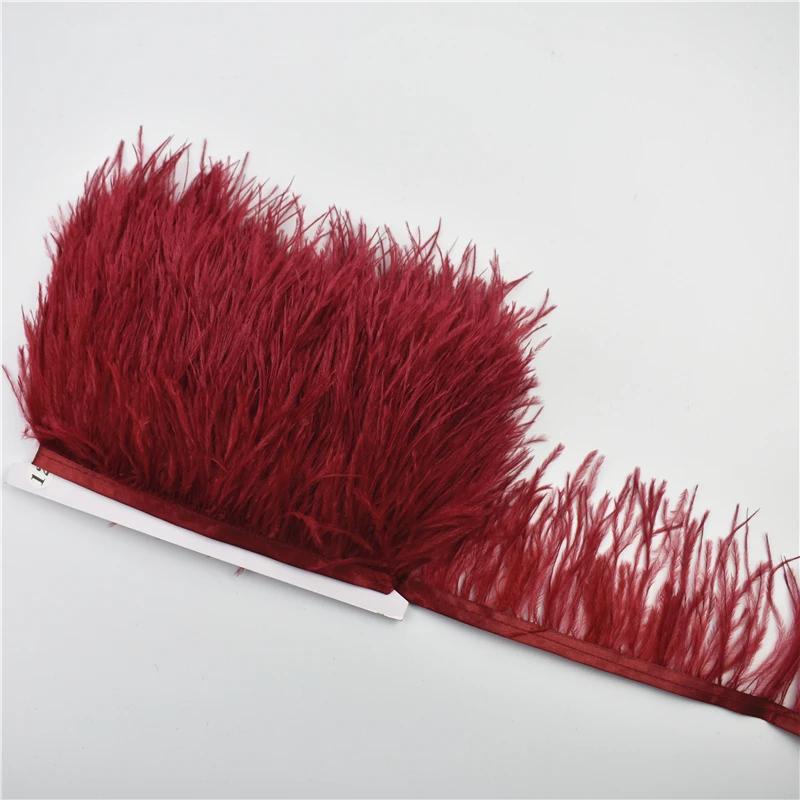 Veer1Meter Struisvogelveren op Lint Franje Randafwerking 8-10cm DIY Rok Naaiben Versieringen Randen Veer Jurk Decoratie voor Kleding Decoratie