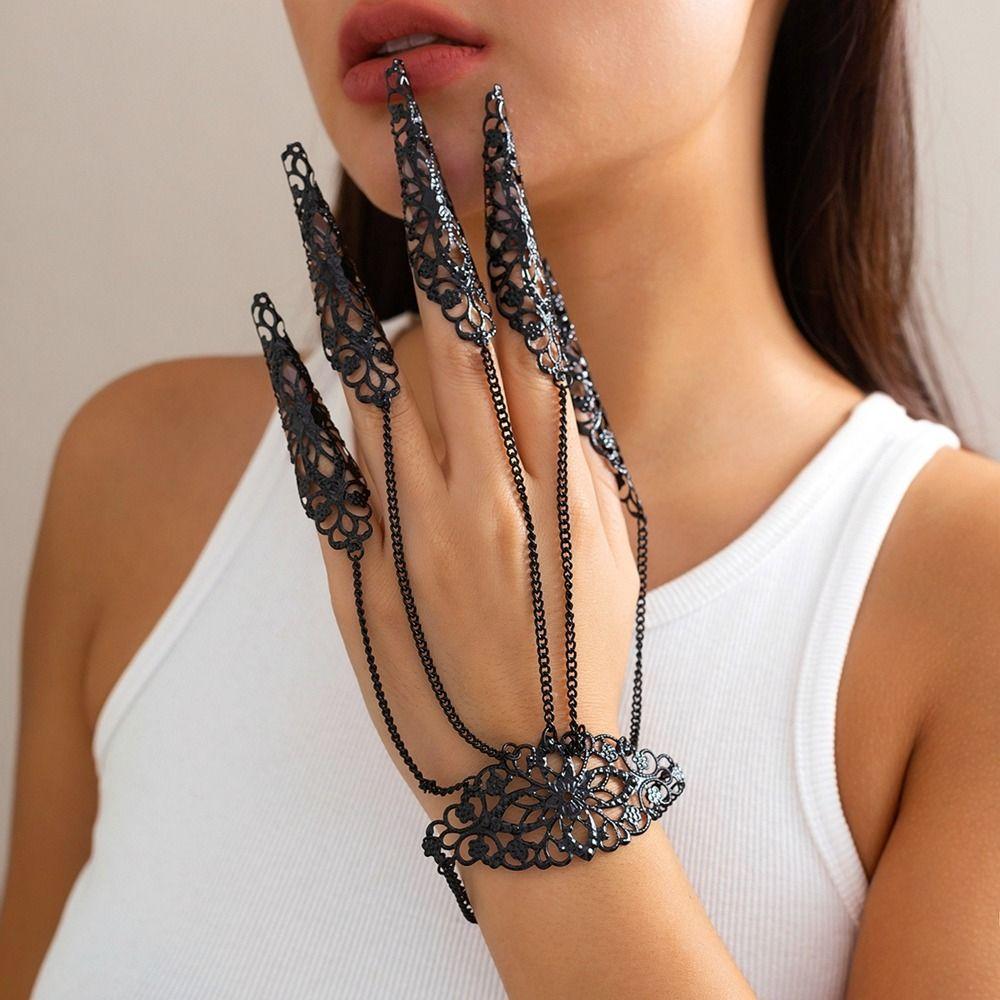 Hand Jewelry Gothic Finger Bracelet Punk Punk Nail Rings New Finger Wrist Chain Bracelets Women