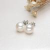 Boho White Pink Pearl Earrings Cute Female 6/8/10mm Round Stud Earrings 100% Real 925 Sterling Silver Earrings For Women Wedding