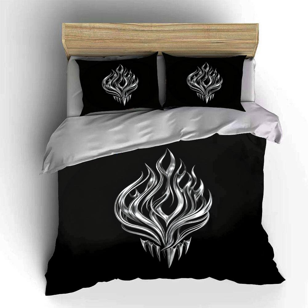 Silver Flame Design Set Soft Comfortable Duvet Cover Bedding Set Included 1*Duvet Cover & 2*Pillowcases, Gift