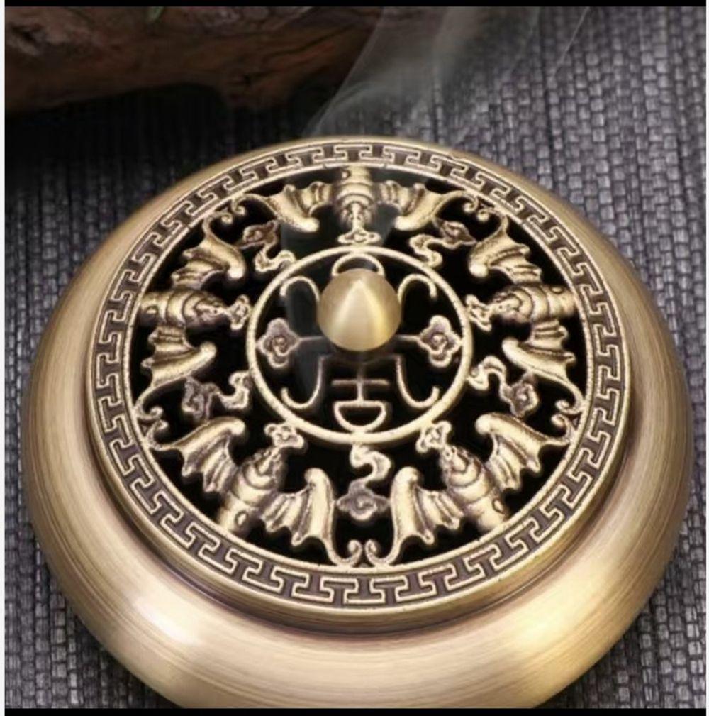 Desktop Ornaments Home Decoration Incense Burner Retro Brass Censer Mini Qilin Head Hollow Lotus