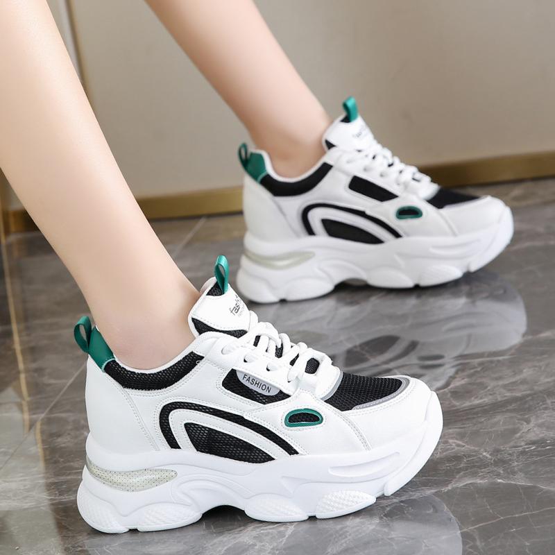 fashion Women's Mix Color Chunky Sneakers Fashion Thick Sole Non Slip Walking Shoes for Women Casual Breathable Platform Sneakers Female