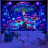 UV-reaktiver Pilz-Wandteppich, Schwarzlicht Trippy Galaxie Wandkunst Stoff für Glow-Party & Ästhetische Raumdekoration