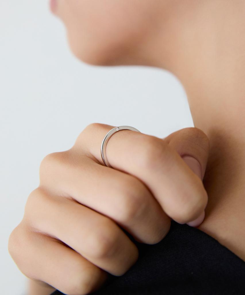 Benoit [Silver 925] Classic Lab Diamond Band Ring Silver