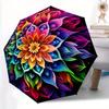 1pc Colorful Lotus Mandala Automatic Open/Close Umbrella, Portable Folding Umbrella for Everyday Use Yy250826031