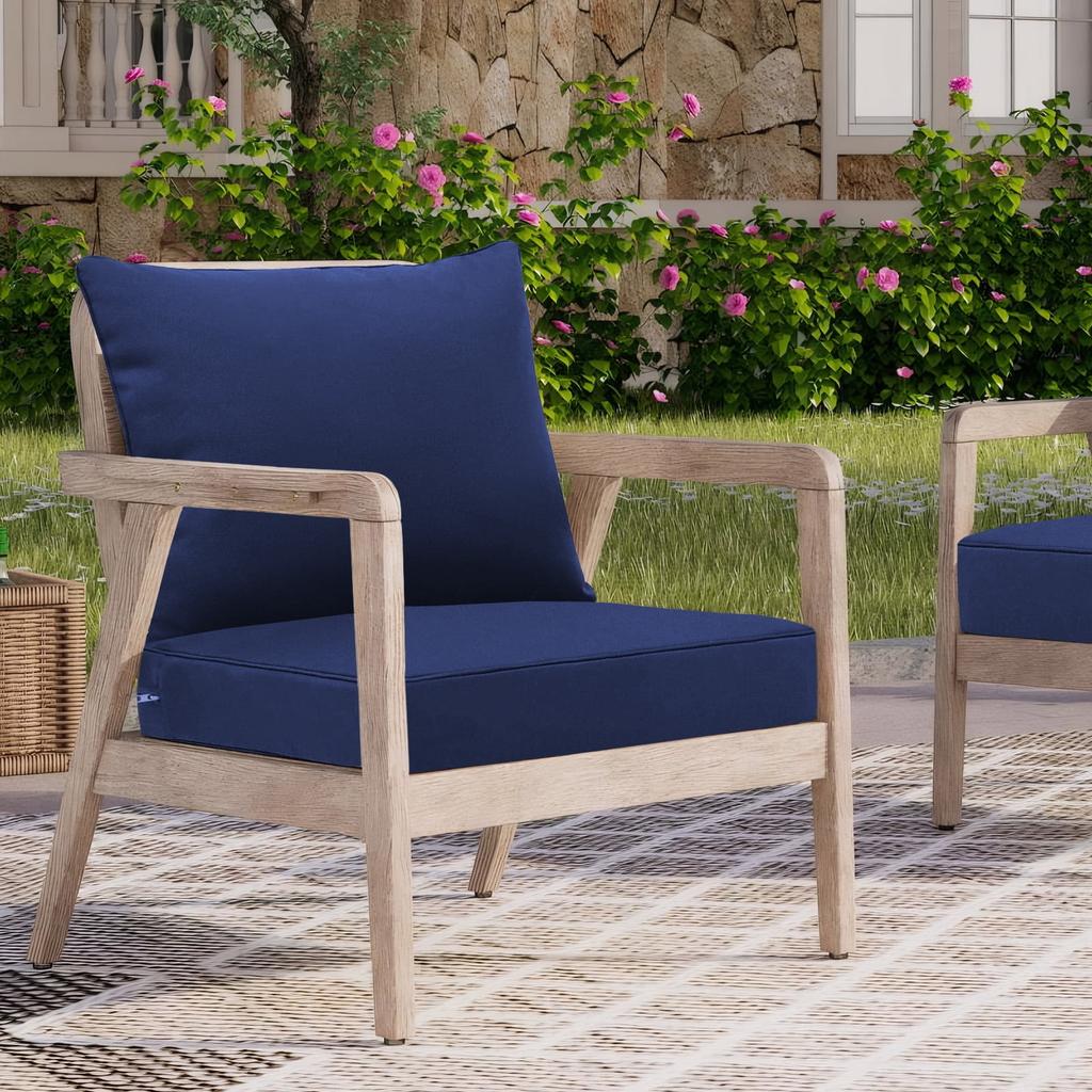 Outdoor Chair Cushions Set of 2, Thick High-Density Memory Foam Deep Seat Cushion, Waterproof & Fade Resistant Patio Furniture Cushions