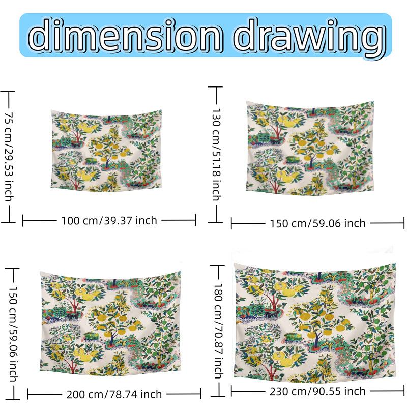 Orange Tree And Butterfly Pattern Digital Printing Polyester Wall Tapestry Suitable For Use In Living Rooms Bedrooms Bars Party