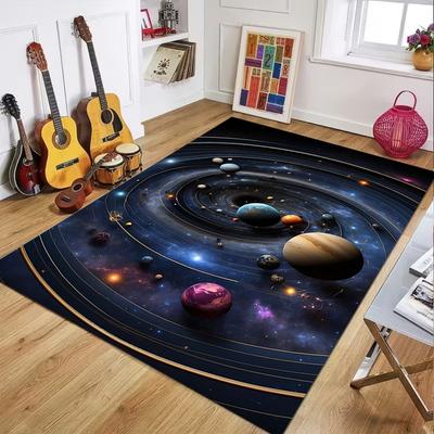 Galaxy Starry Sky Area Rug Universe Space Rugs for Girls Boys Bedroom Living Room Pads Non-Slip Playroom Floor Mat