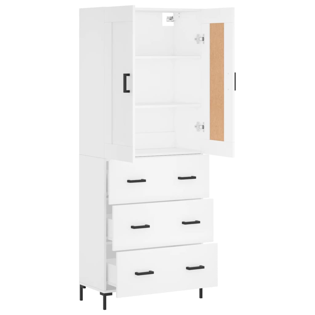 Highboard White 69.5 x 34 x 180 cm Particleboard