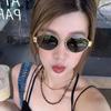 Kleiner ovaler Rahmen Fortgeschrittene Sonnenbrillen Spicy Girls Street Photo Shades Metall Zukünftiger Stil Brillen