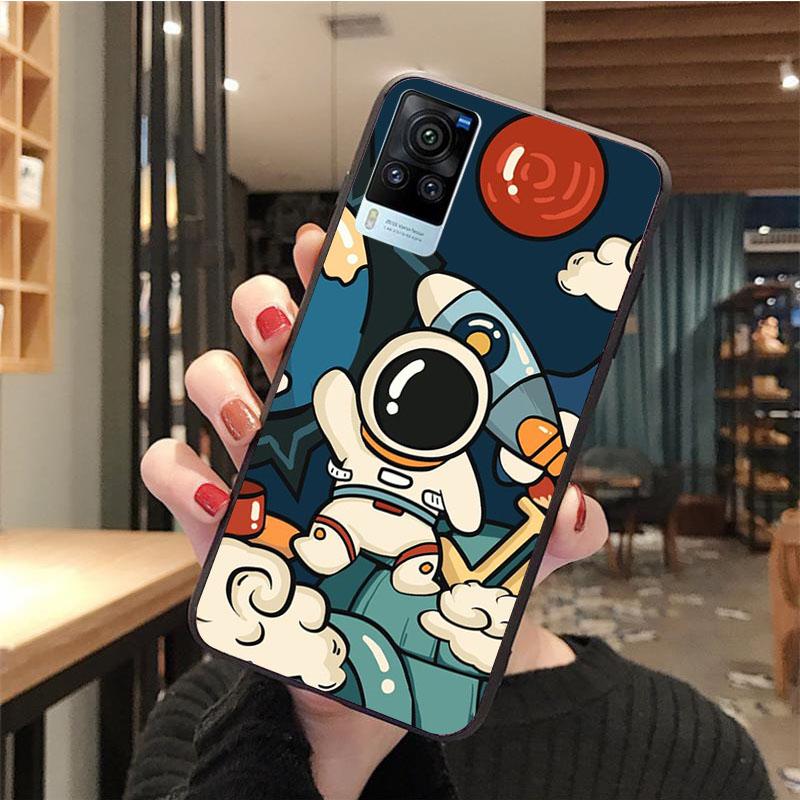 Cute Astronaut Phone Case for VIVO V21E V21 V23 V23E V2109 Y53S Y33S Y55 Y76 Y31 Y21 Y72 Y01 Y21S Y11S