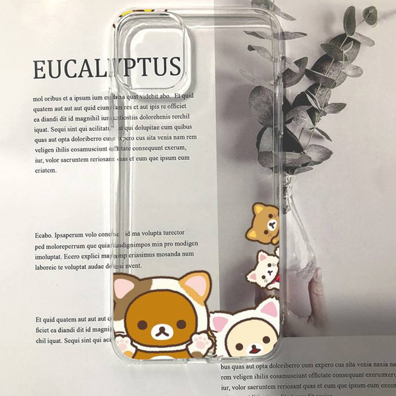 Rilakkuma Kawaii Telefoonhoesje Voor iPhone 11 12 13 14 Mini Pro Max XR X XS TPU Transparante Case Voor 8 7 6 Plus SE 2020