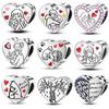 Copper Love Heart Round Emotional Series Shiny Zircon Charm Beads Suitable Fit Pan Original Bracelet Diy Party
