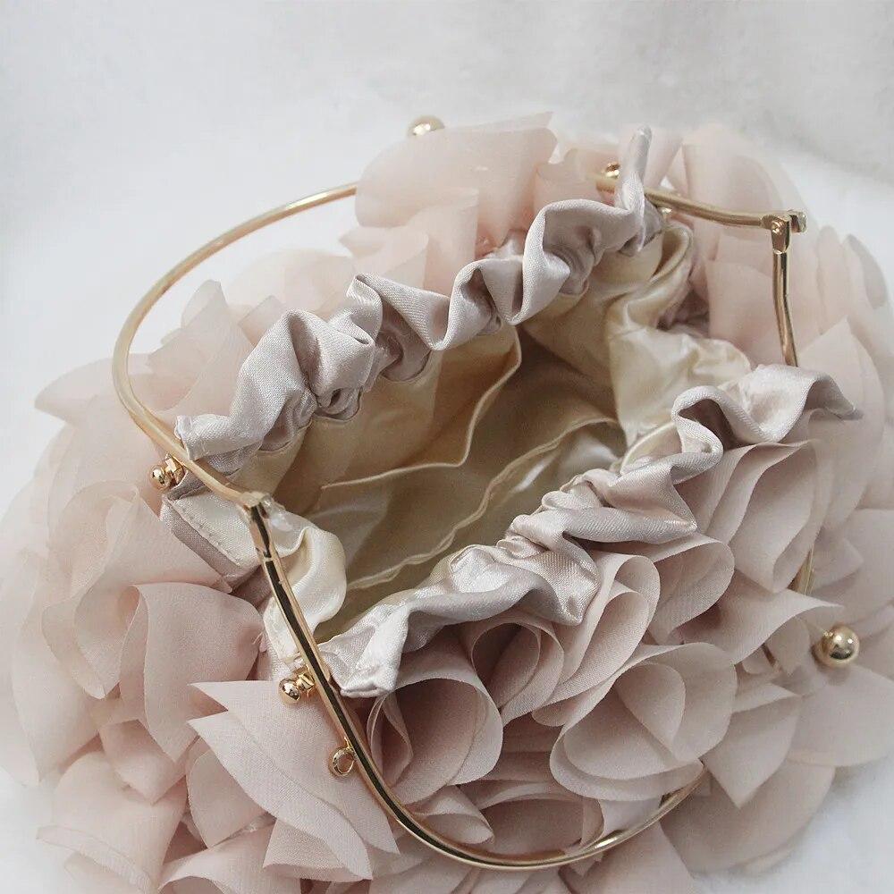 Satin Floral Bride Party Evening Clutch Bag Women Wedding Purses And Handbags Small Shoulder Chain Bag Designer Bag
