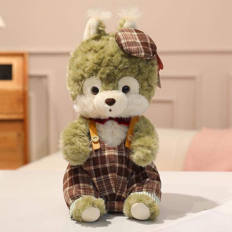 Entzückendes Haselnuss-Kakao-Eichhörnchen-Stofftier mit gepunktetem Rock - Perfekter Schlafbegleiter für Kinder.