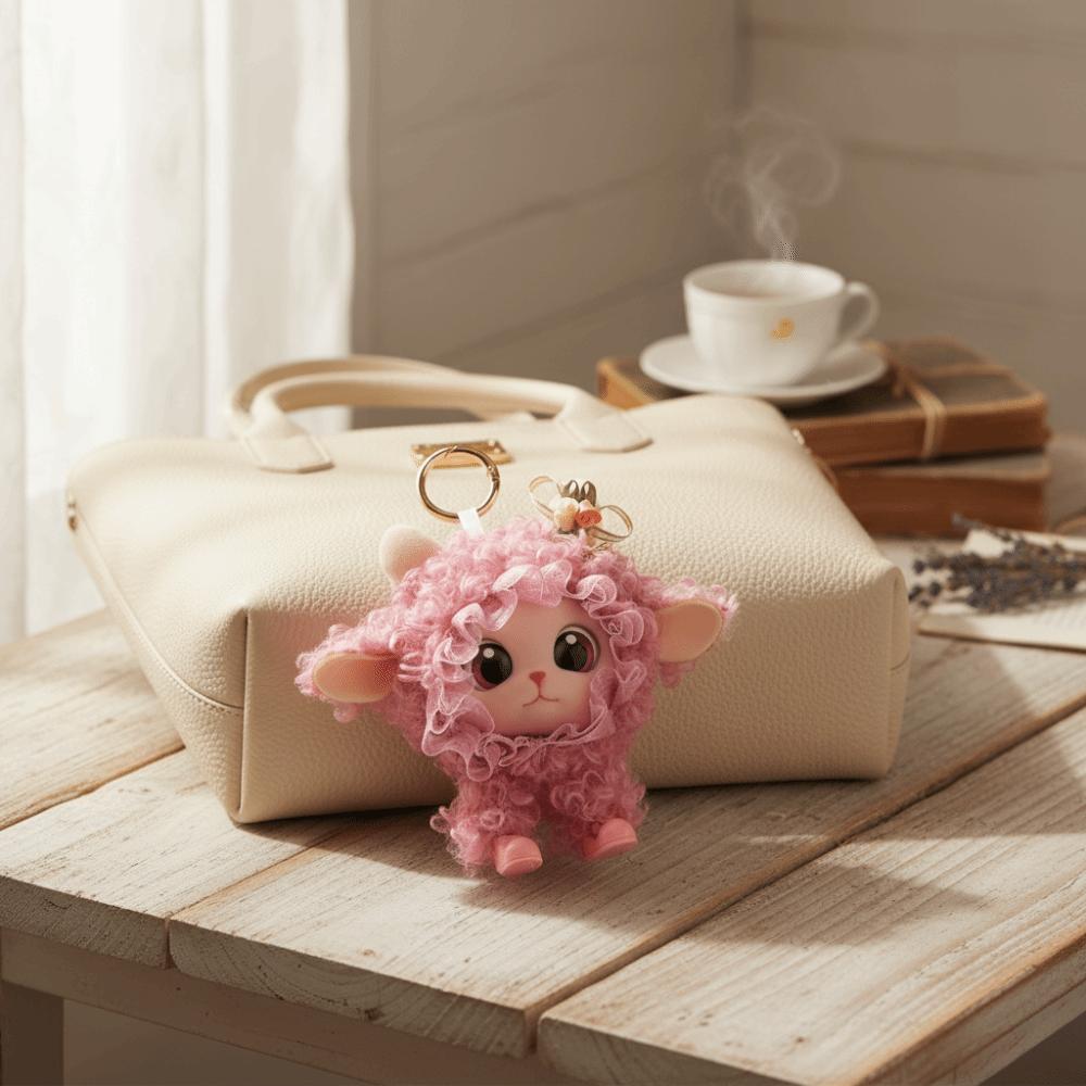 Layered Design Plush Lamb Keychain Soft Plush Mini Plush Pendant Vinyl Doll Keychain  Holiday Gift