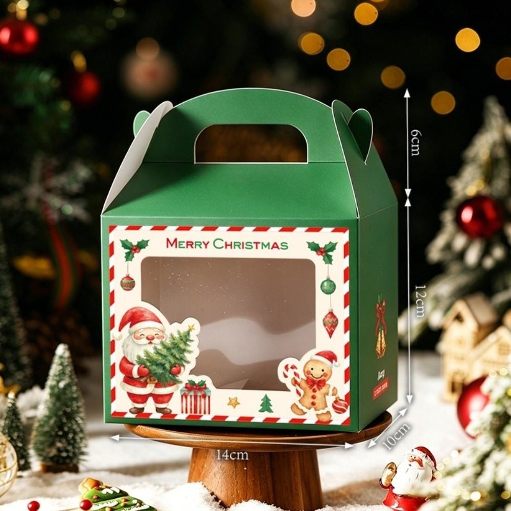 5pcs Clear Window Holiday Gift Packaging Box Party Favor Box  For Christmas Parties Gift